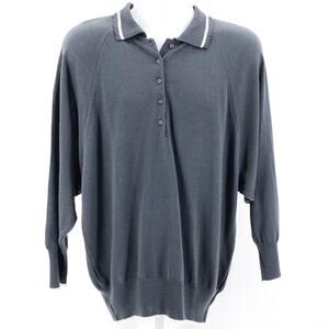 80s gray banded waist sweater 1980s vintage